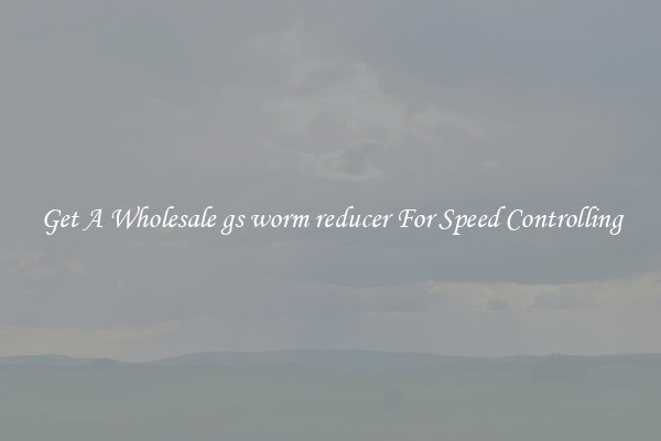 Get A Wholesale gs worm reducer For Speed Controlling